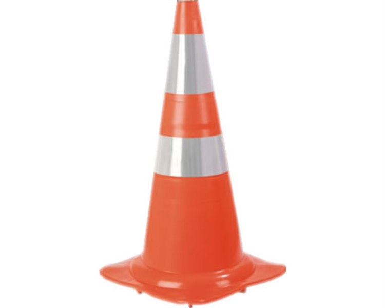 Cone de Sinalizacao Polietileno 50cm Com 2 Bandas Pintadas