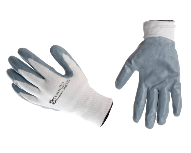 Luvas Nylon Branco Revestido Nitrilo Cinza 5071PG